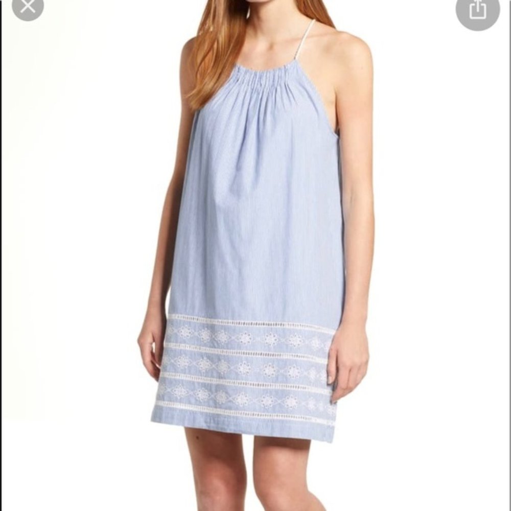 Vineyard Vines  Sandbar Stripe Blue Embroidered Dress